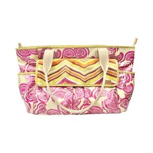 Fossil Key-Per Large Tote Leather Trimmed Coated Canvas